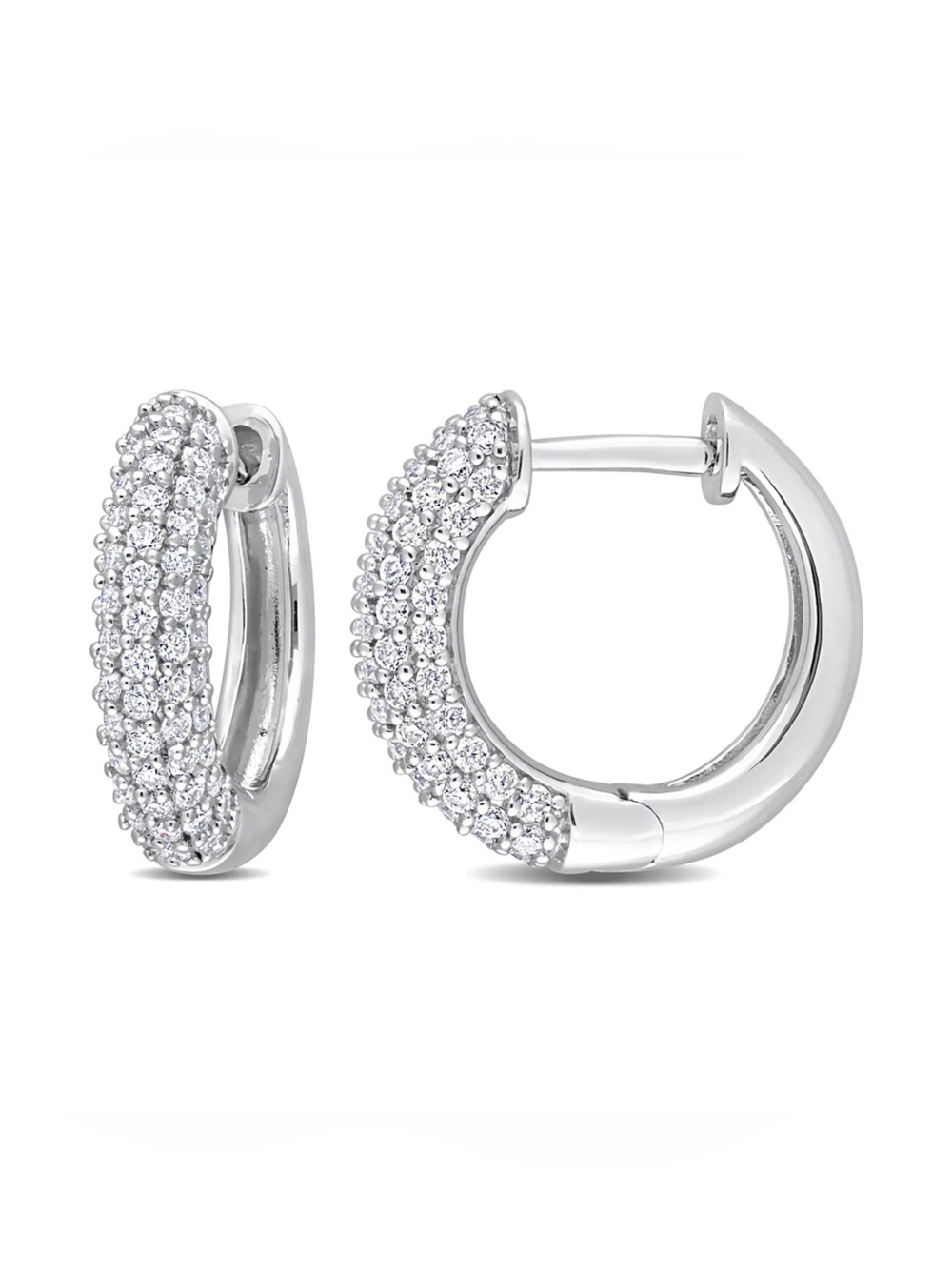 Sterling Silver Diamond Pavé Hoop Earrings
